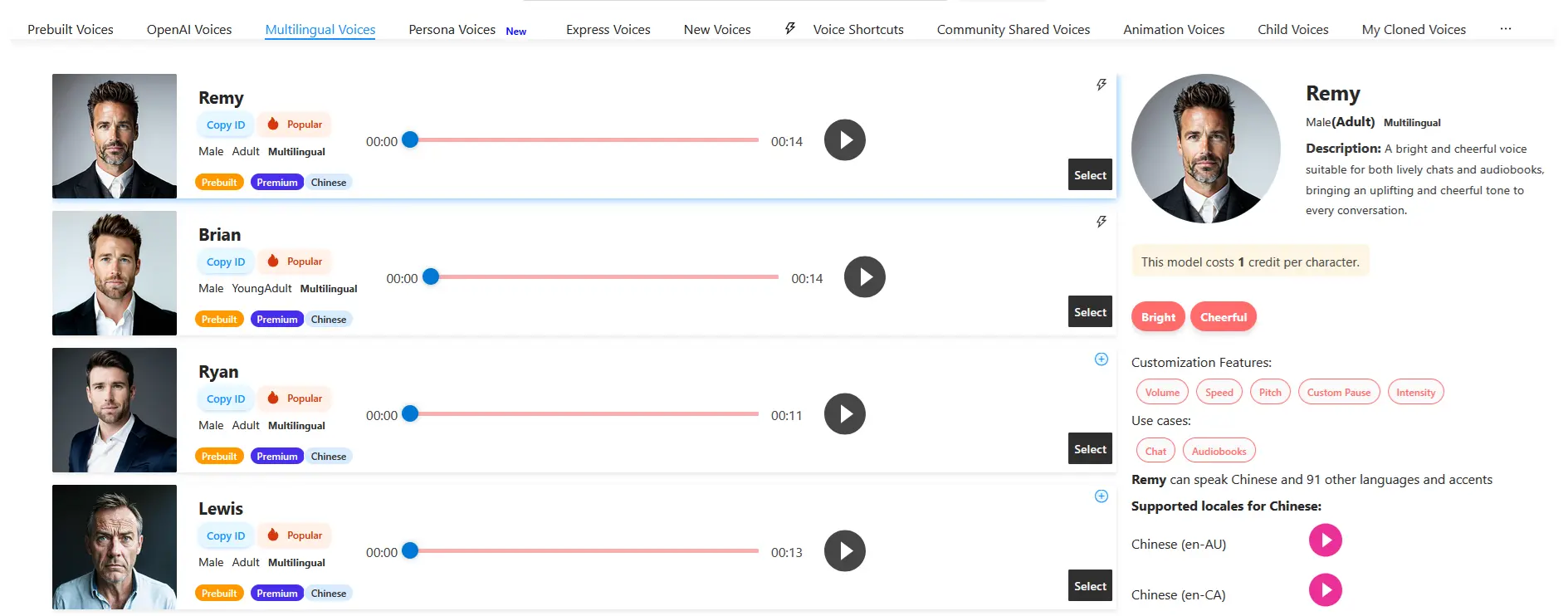 Select Voice and Language