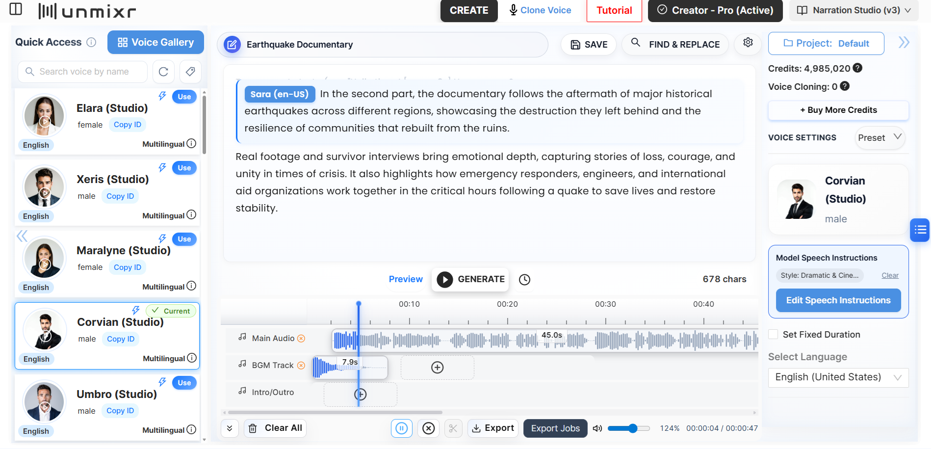 Unmixr Narration Studio