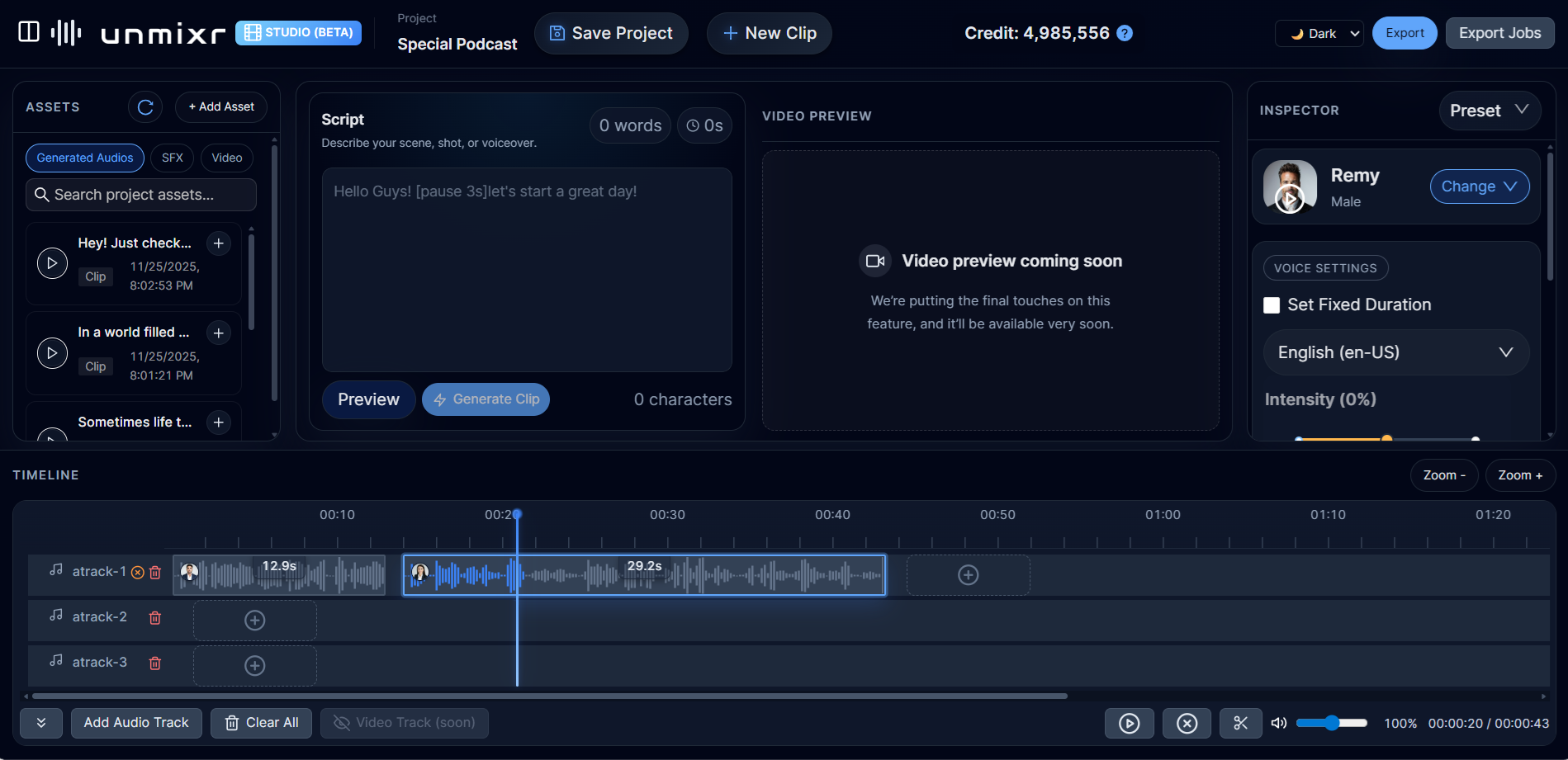 Unmixr Timeline Studio