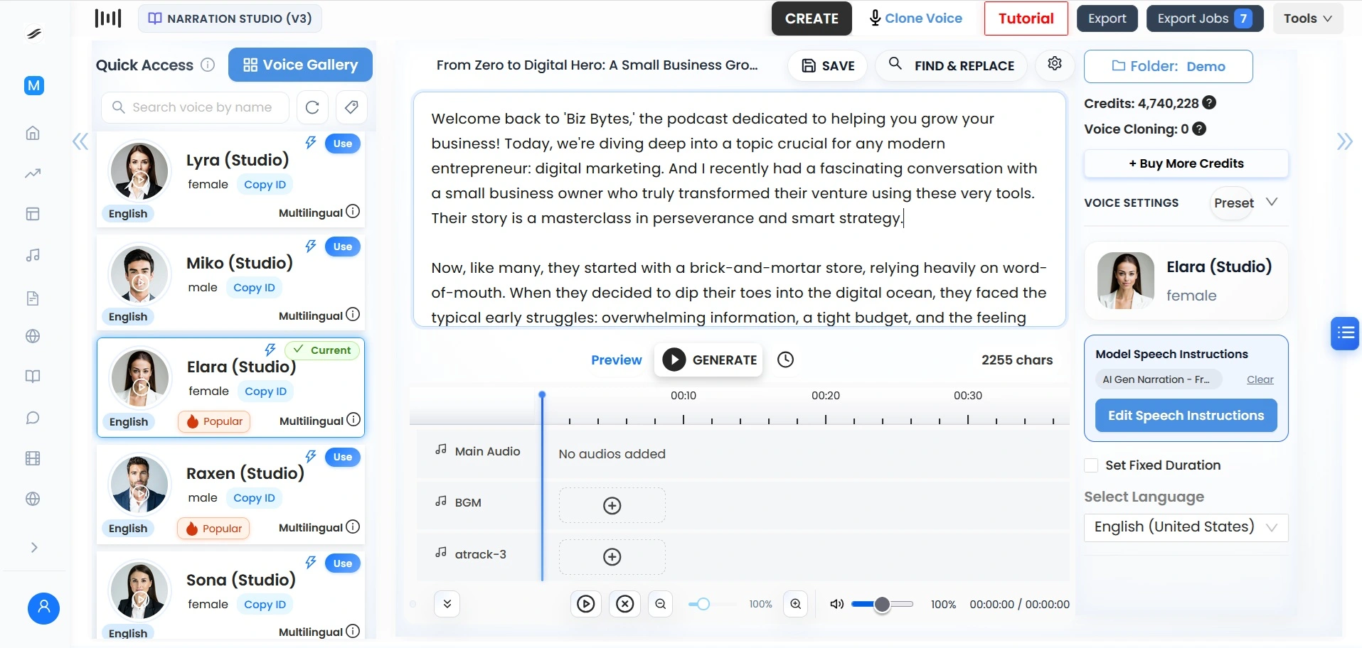 Unmixr Narration Studio