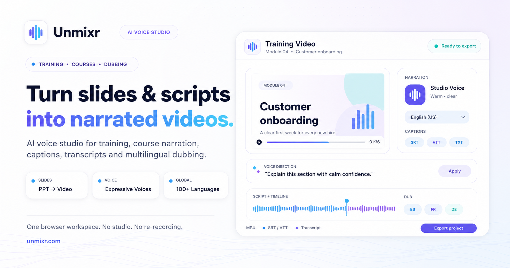 Unmixr AI product screenshot
